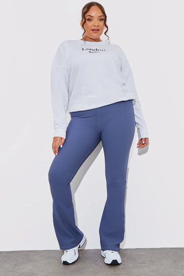 High Waist Kick Flare Rib Trouser